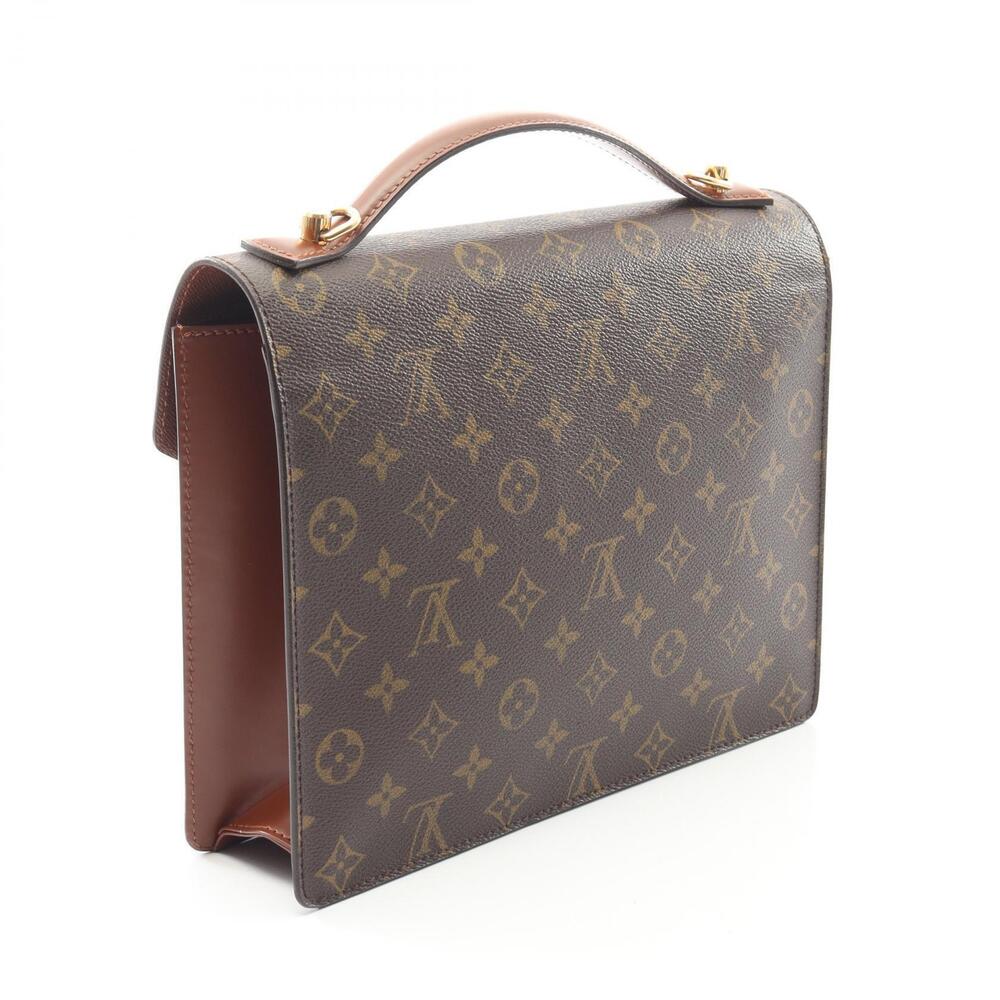Louis Vuitton Monogram Canvas Brown Leather Monceau Handbag